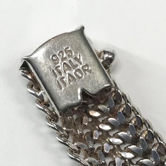 VTG Itaor Signed Italy Sterling Silver 925 Mesh Braided Bracelet 7in 10mm 17g - Picture 2 of 11